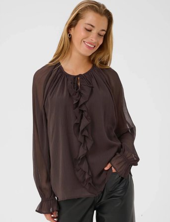Kaffe Kamila Chiffon Blouse - Brown - 36