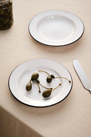 Jotex - Sidetallerken 2-pakke ø 18 Cm hvit/svart - ALVE - Kjøp Tallerkener hos Jotex