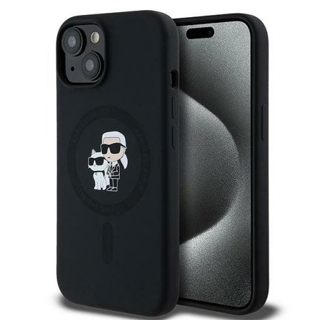 Karl Lagerfeld Silikoni Karl&Choupette MagSafe kotelo iPhone 15 Plus / 14 Plus - musta