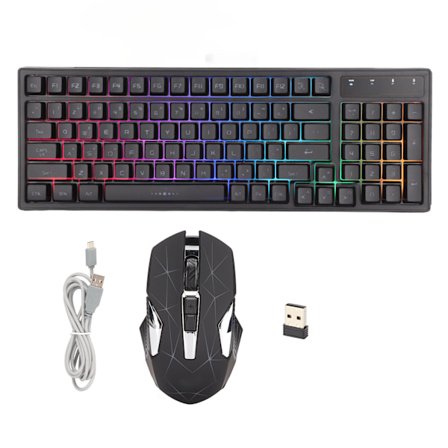 96-tangenters trådlöst tangentbord och mus-set RGB-bakgrundsbelysning 2,4G trådlöst tangentbord mus-kombination uppladdningsbart tangentbord mus-set