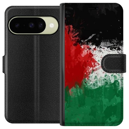 Kompatibelt Plånboksfodral till Google Google Pixel 10 Palestina flagga i färgstänk rött grönt svart vitt konstnärlig design som symboliserar ho