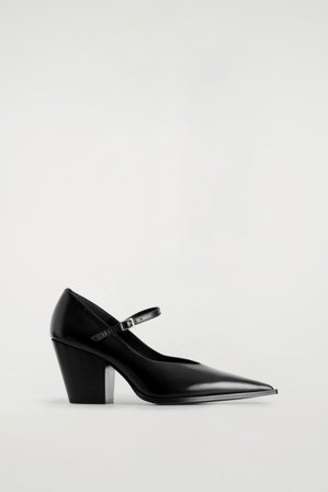 COS Women's Leather Heeled Mary Jane Shoes in Black
