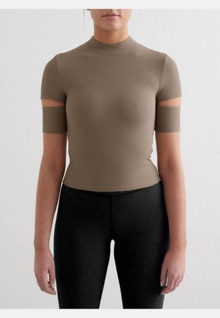 aim'n Ribbed Performance Cut-out Top Tröjor & jackor Dam Brun L