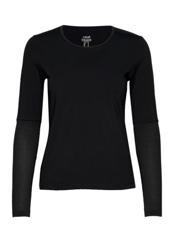 Essential Mesh Detail Long Sleeve T-shirts & Tops Long-sleeved Svart Casall