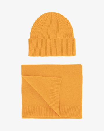 Merino Wool Beanie & Scarf - Burned Yellow - Male