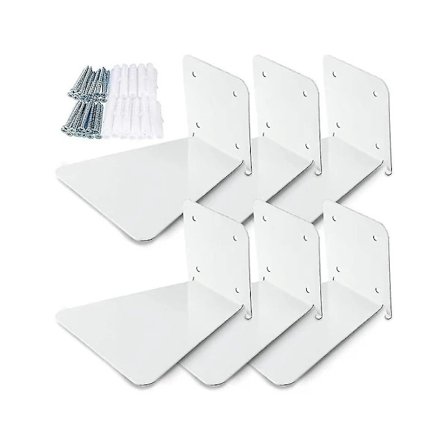 【PP】Usynlig Flydende Bogreol Flydende Bogorganisator Vægmonteret Perforeret Bogholder Passer Hvid