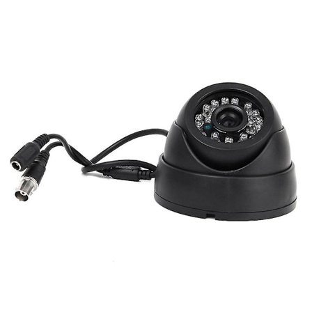 Sort Overvågningskamera Pal 1/3" Cmos 700tvl 24 Led Ir Cut 3.6mm Sikkerhed Indendørs Kuppel Cctv Kamera