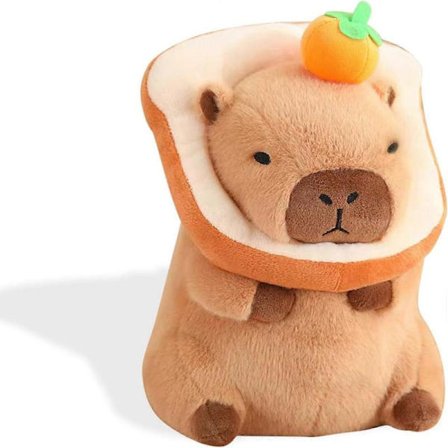 SBSG Søt Capybara Plysj Myk Capybara Kosedyr med Brød Kawaii Capybara Plysjleke med Oransje Capybara Plysjleker Klemgaver