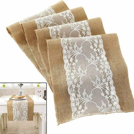 Vintage rustikke bordløber hvid hessian dug blonde hessian bordløber