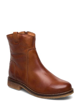 Biaatalia Winter Leather Boot Shoes Boots Ankle Boots Ankle Boot - Flat Brun Bianco