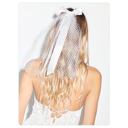 Brudeslør med hvid sløjfe, elegant tyl bryllupshårklemme til polterabender, justerbart lagdelt slør til kvinder og piger
