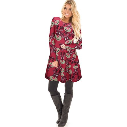 Naisten juhlava kuviointi Ruma joulumekko Hauska minimekkoasu (M)