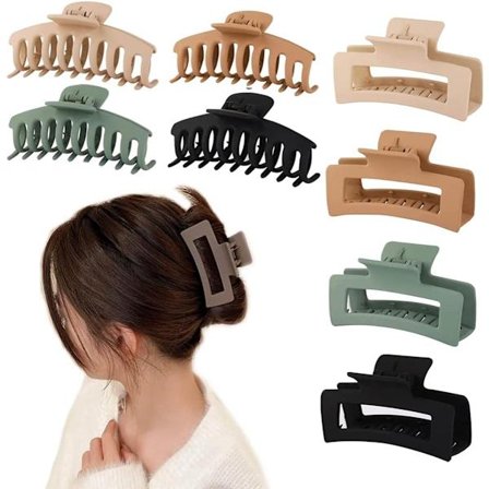 8 Matte Hårklemmer til Tykt Hår, Store Skridsikre Hårklemmer til Kvinder og Piger