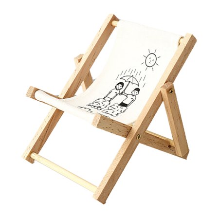 Strandstol Mobilholder Kreativ Træ Befri Dine Hænder Mobiltelefon Støtte til Desktop Foto Rekvisitter Ornamenter 10x12x12cm