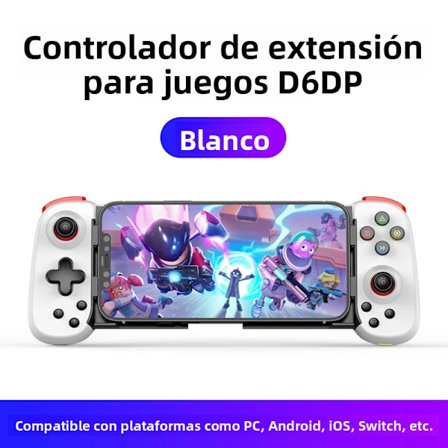 D6DP Hvit Mobil Spillkontroller for Android og iOS Trådløs Spillkontroller for Xbox Cloud Gaming PS Remote Play Kontrollhåndtak