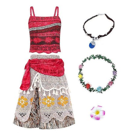 4 stk. Moana Cosplay Kostume Outfit Todelt Skørtesæt Med Ærmeløs Kjole Til Piger (FMY)