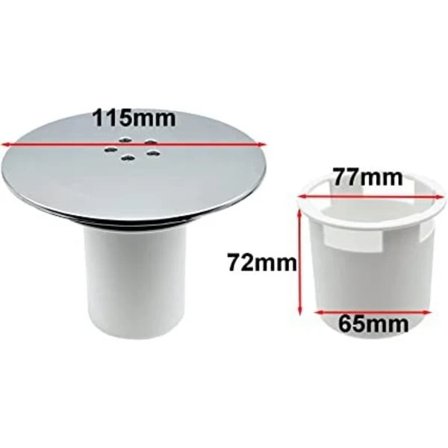 Dusjkaravløp - 90mm/115mm - Enkelt å montere erstatningsavløpshull - Krom