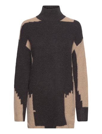 Mslaurina Round Neck Knit Pullover Brown Minus