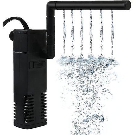 Akvarie Internt Filter, Justerbar Flow Rate Akvariefilter Med Vandpumpe Til 20-250L Akvarium, Støjsvag, 20w