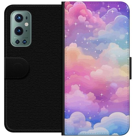 Kompatibelt Lommeboketui til OnePlus 9 Pro Søt enhjørning med regnbuefarget hår mot en stjernebelagt pastellbakgrunn i kawaii-stil