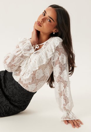 BUBBLEROOM Lace L/S Blouse Offwhite XL