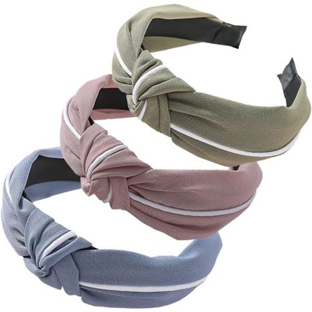 Dame Hårbøyler Pakke med 3 stk Knute Hårbånd Bredt Elastisk Hårbøyle (Grønn, Grå, Rosa)