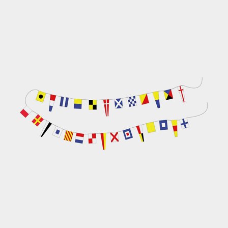 Vlaggen met seinvlaggen Adela, 36 vlaggen, 30 x 10 cm / 18 x 14 cm, 11 meter