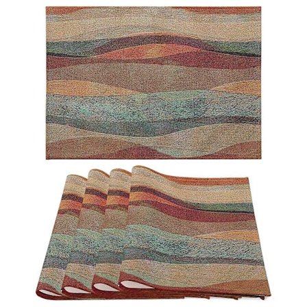 Sæt med dækkeservietter sydvest turkis Arizona striber vaskbar aftørrelig linneddug stof til spisebord bondegård feriefest køkkenindretning