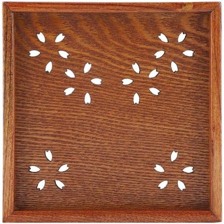 Blommig träbricka i trä, ihålig serveringsbricka för måltider och aptitretare (18 x 18 cm)