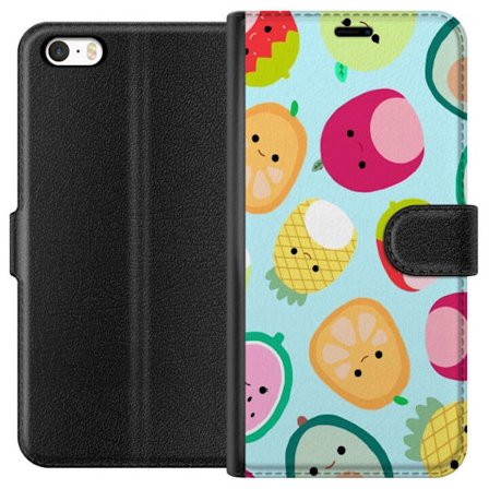 Yhteensopiva Lompakkokotelo Apple iPhone 5s Kawaii-hedelmien kuvioita, kuten mansikkaa, sitruunaa, ananasta ja avokadoa vaaleansinisellä taustalla