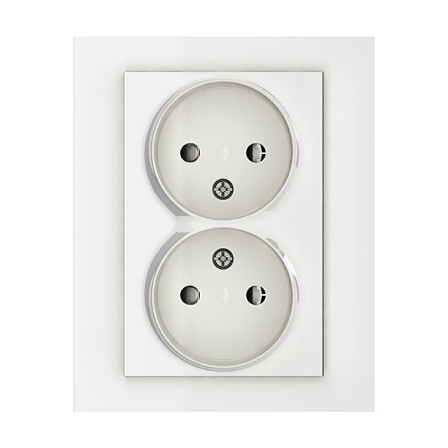 ELKO Plus Dobbel stikkontakt u/jord rehab innfelt hvit