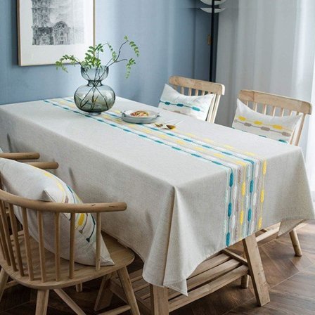 IC Broderibordsduk Tungvekt Bomull Linnetyg Dammtät Vanntett Dekk for Kjøkken (Fyrkantet, 53 x 53 tommer)