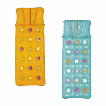 Oppustelig poolstol, oppustelig poolmadras og svømmehjælpemiddel til børn og voksne, i orange og blå