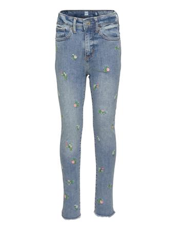 Kids High-Rise Skinny Ankle Embroidered Floral Jeggings With Blue GAP