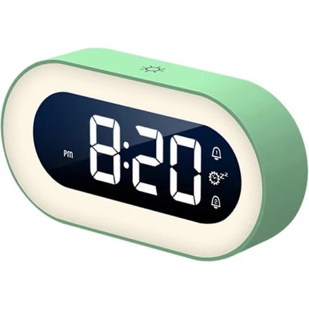 NA/Musik LED Digital Vækkeur Stemmestyring Natlampe Design Skrivebordsure Boligindretning Vækkeure (1 stk, Grøn)
