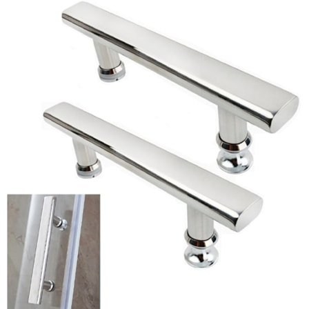 2 kpl - Ovenkahva - Suihkun ovenkahva - Kylpyhuoneen ovennupit - Litteä muoto - 145 mm reiästä reikään - Lasiselle suihkuovelle - Ruostumattomasta 