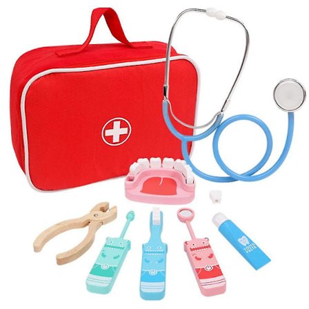 Leketøy doktorsett for barn, late som lege med koffert