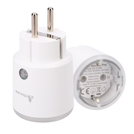 Smart plug med Zigbee, energimåling og stemmestyring, 16A, komp