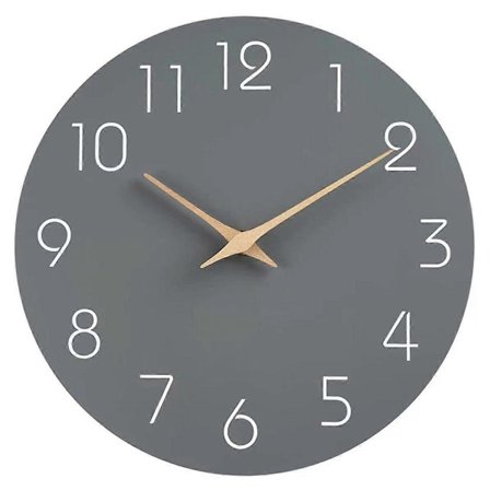 Væg ur 30 cm lydløst, ikke-tikkende træ vægure batteridrevet træ hvidt moderne simpelt vægur, grå