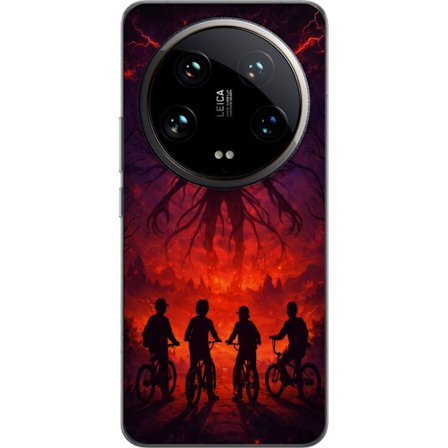 Kompatibelt Mobilskal till Xiaomi Xiaomi 14 Ultra Mörk fantasyillustration inspirerad av Stranger Things med övernaturlig varelse, blixtar och cykla