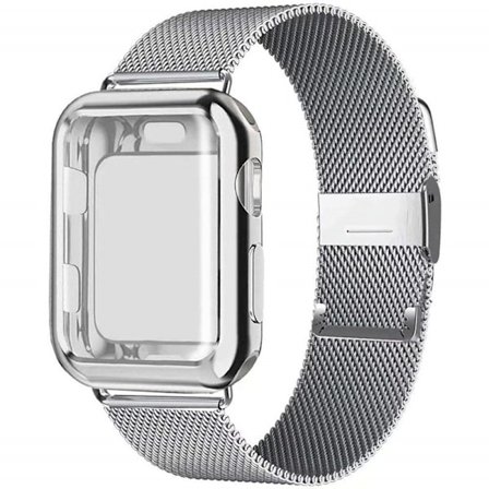 40 mm silverfärgat armband med silikonfodral och Apple Watch-armband, magne