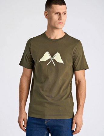 Lindbergh Copenhagen Print Tee S/S - Khaki green - S