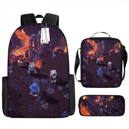 MINECRAFT Skolesekk My World Spilltilbehør Ryggsekk Tredelt Sett