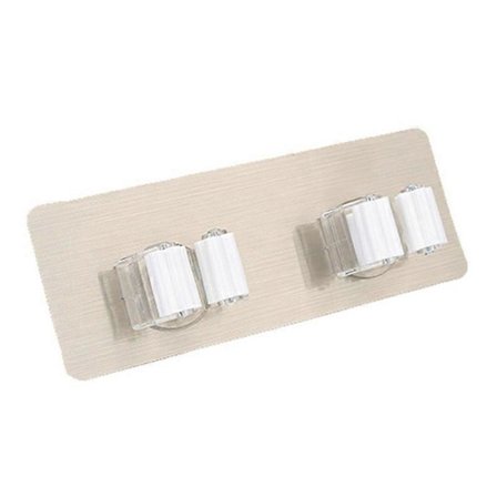 Dobbel Krok Veggmontert Mopp Børste Kost Holder Henger Stativ Hjem Organizer Verktøy