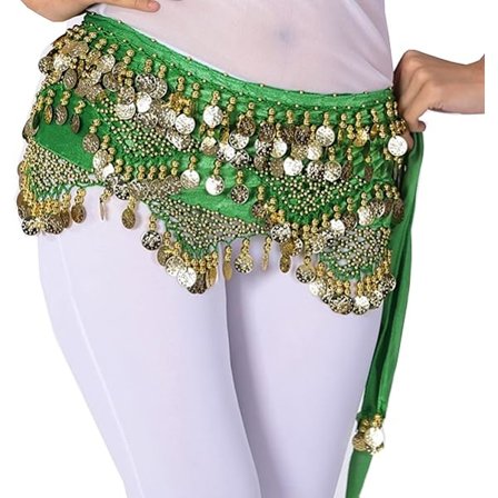 Söt magdans höftscarf för kvinnor med guldmynt, kjolar, omslag, ljudlig