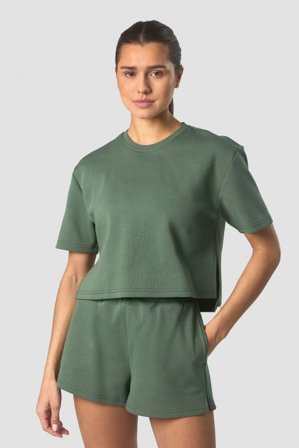 ICANIWILL - Revive Heavy Cropped T-Shirt Wmn Dark Green- Træningstrøje - Damer - Træningstøj fra ICIW
