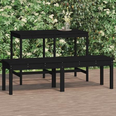 vidaXL Trädgårdsbänk 2-sits svart 159,5x44x45 cm massiv furu Svart