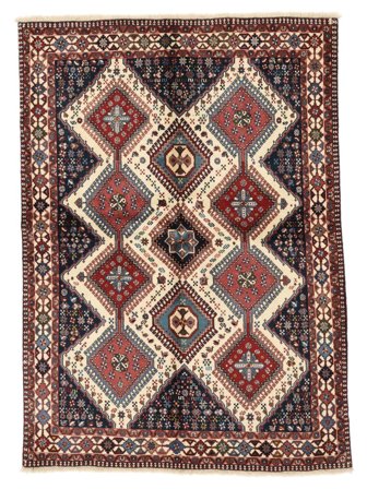 Handgeknüpft Yalameh 150X210 Wollteppich Dunkelrot/Schwarz Klein