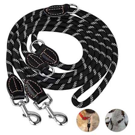 Justerbar dobbelt hundesnor, håndfri, 3 meter