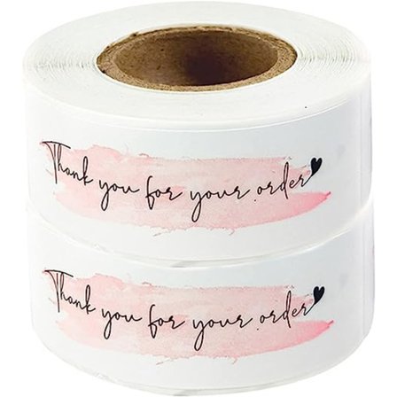 2 ruller 2,54 cm x 7,62 cm Tak for din ordre klistermærke, pink dekorativt forsegling klistermærke til forsendelse, dekoration, gave, emballage, 120 